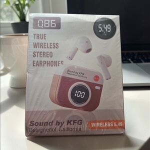 True Wireless Stereo Earphones in Brown And White